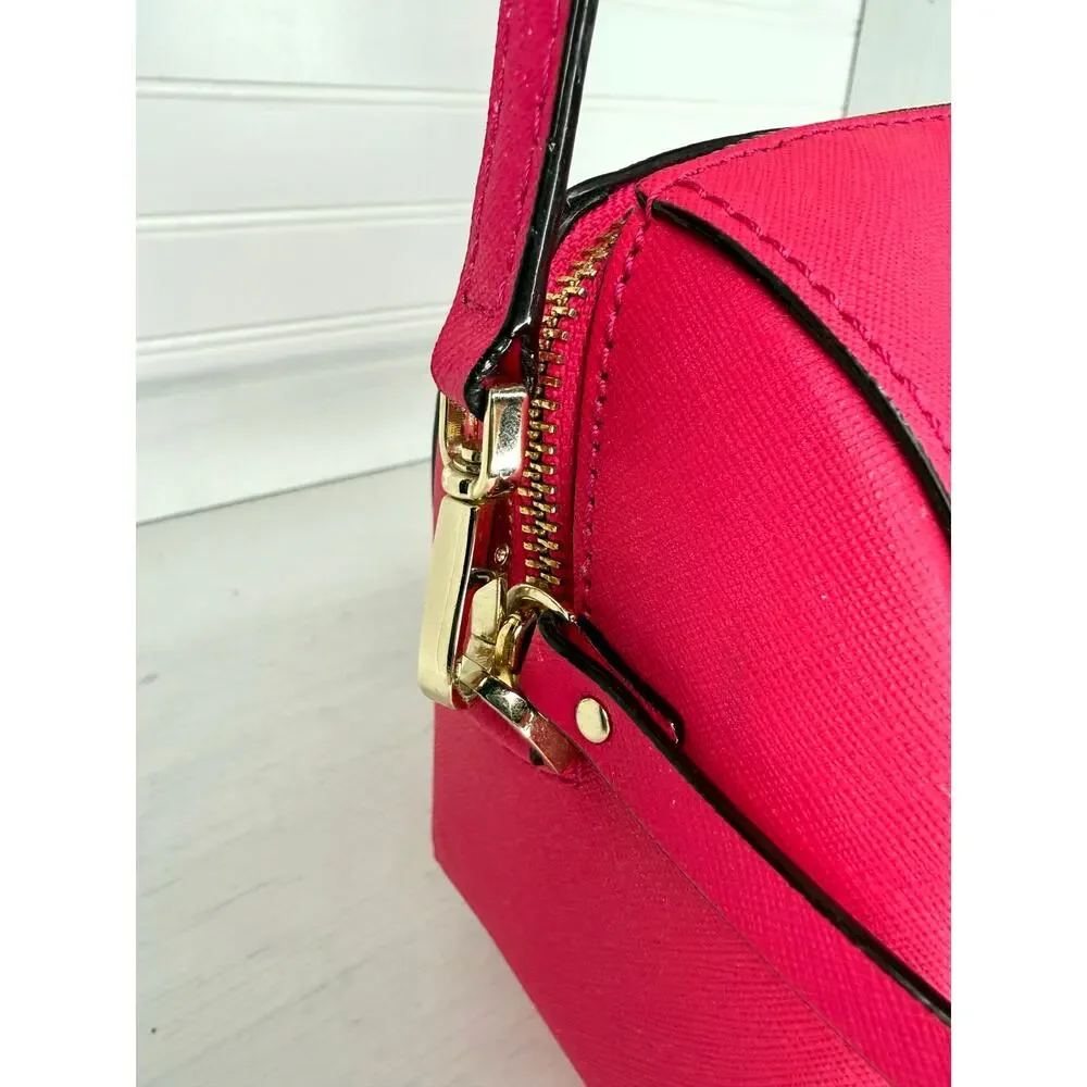 Kate Spade New York Hot Pink Saffiano Leather Satchel Crossbody Bag EUC